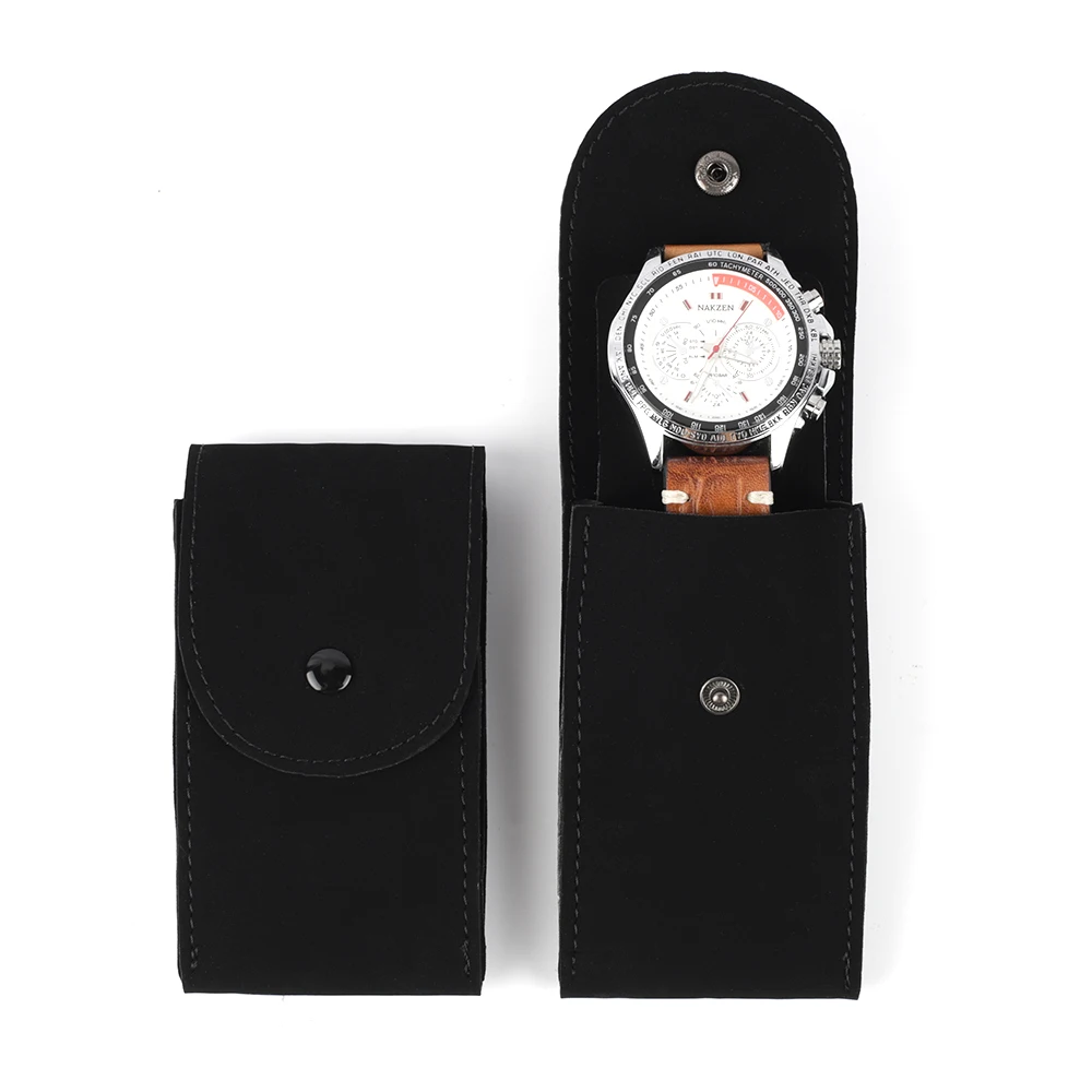 

Black Suede Leather Watch Box Case Watch Collection Protection Wristwatch Relogio Display Box New Watch Boxes Case