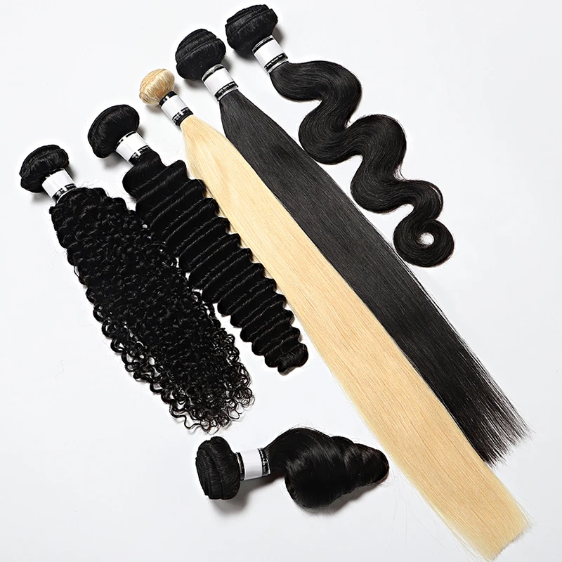 Cheap 613 Human Hair Bundles Deep Body Wave Yaki Straight Bundles Remy Raw Indian 100% Human Hair Extensions Bundles Kinky Curly