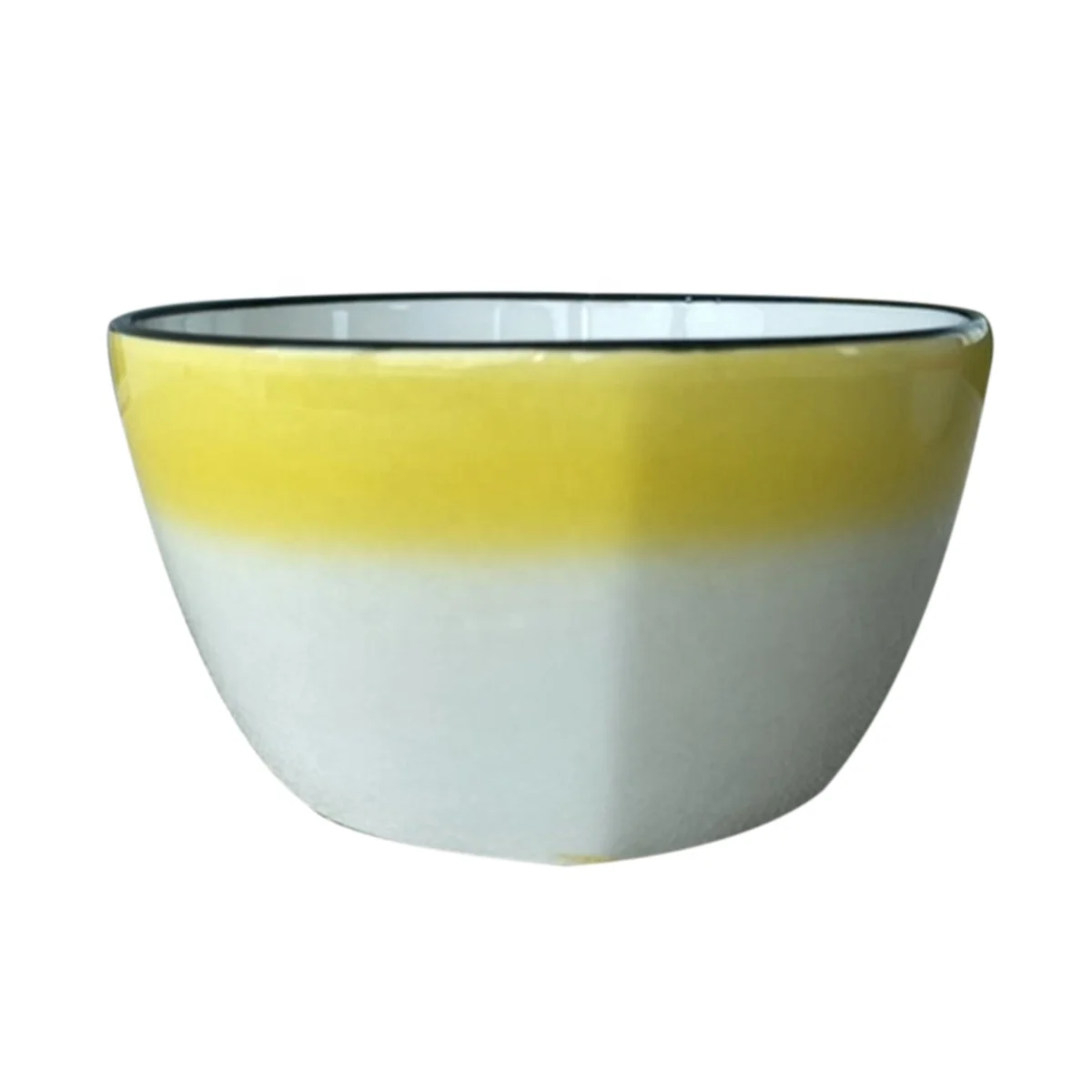 

Top Quality Luxury Ceramic Porcelain Yellow Reaction Glaze Plate Rice Bowl