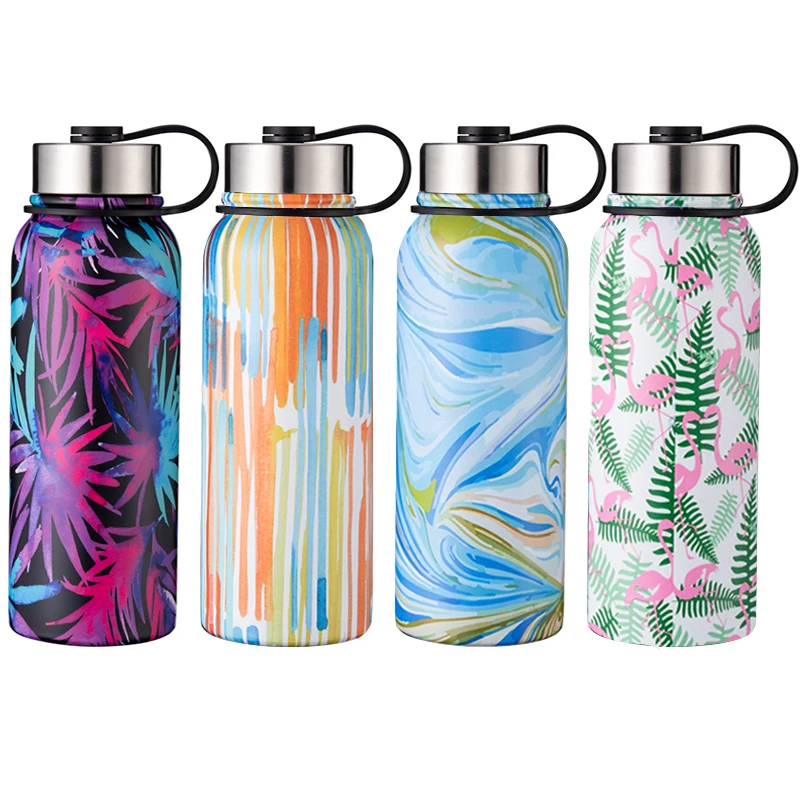 

1000ml Sport Flask 1L Sports Wide Mouth Pot Insulated Stainless Steel Water Bottle With Straw Lid, Customized color