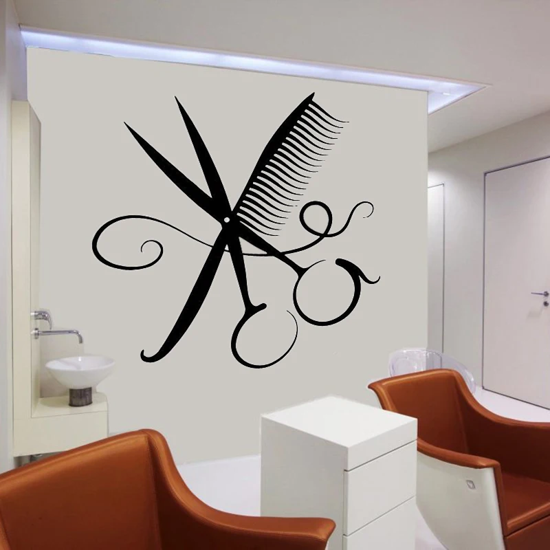 

Custom Hair Salon vinyl Wall Window Decal Sticker Hair Stylist Hair Tools Scissors Barber Shop Beauty Salon decor