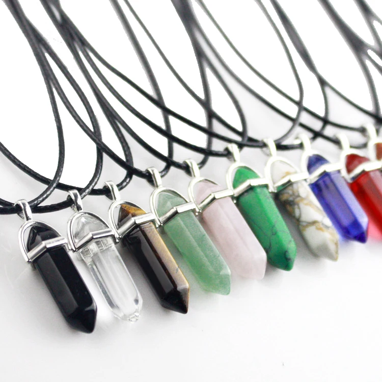 

Wholesale trendy bullet shape natural stone pendant quartz crystal natural necklace, As pictures