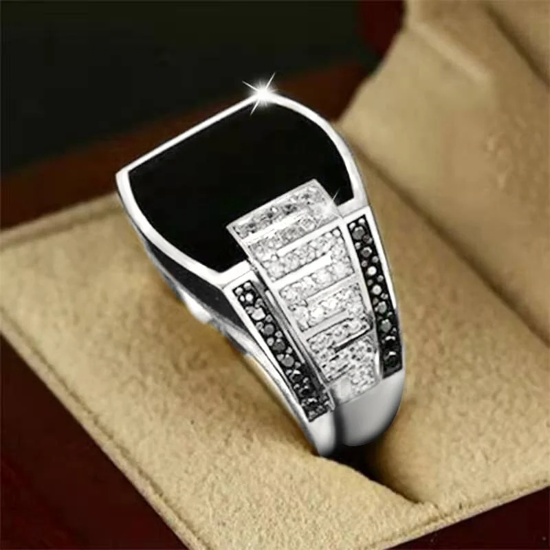 

GT 2022 anillos masonicos de oro New fashion Masonic Totem Gold Wide-faced Black Diamond Men's Ring Mens Signet Ring
