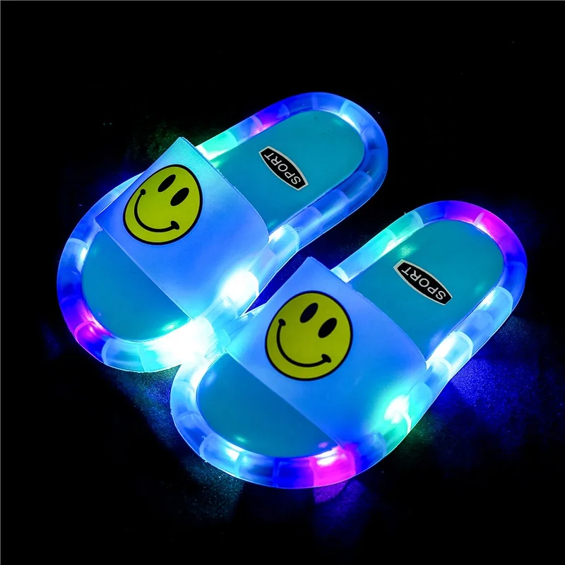 

New Summer Children's LED Slippers for Boys Girls Rainbow Beach Sandals  Home Bathroom Flip Flops  Slippers, Blue/pink/red