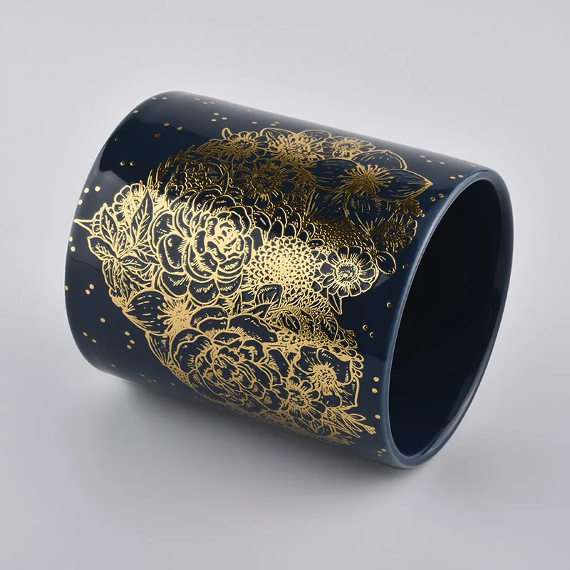 Luxury Ceramic Candle Jar With Gold Printing