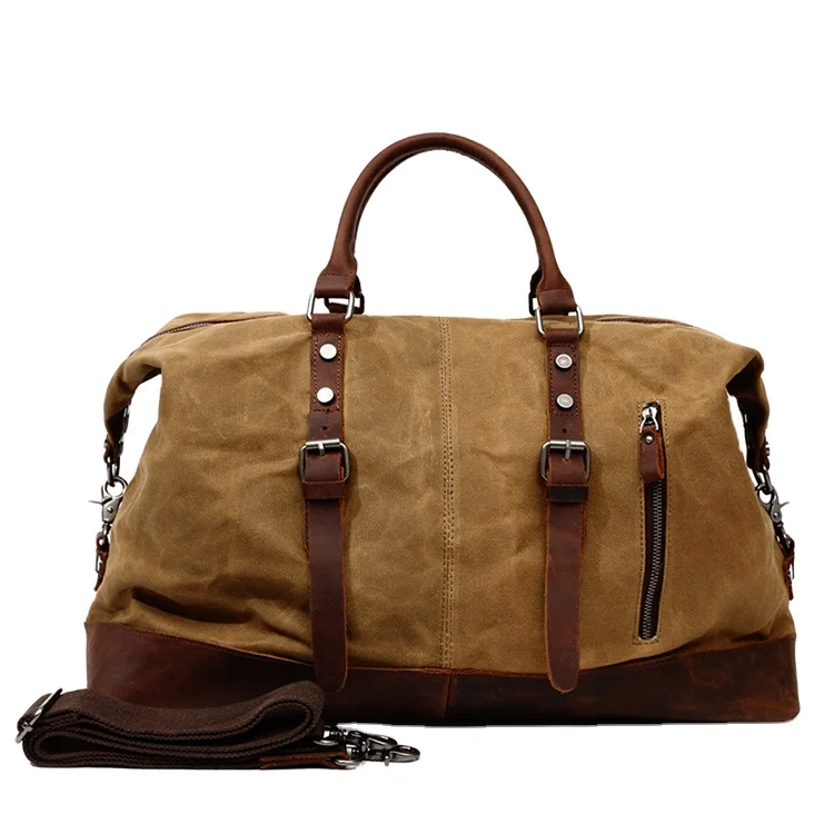 

Fashion duffel travel bag for men waterproof duffel bag large capacity leather canvas tote bag, Customized color