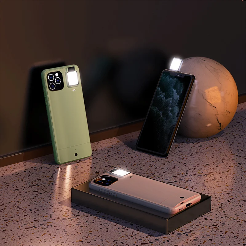 

New Trend Selfie Flashlight Ring Light Up Led Case With 4 Modes Luminous and Holder Design Rechargeable Phone Case For iPhone 13