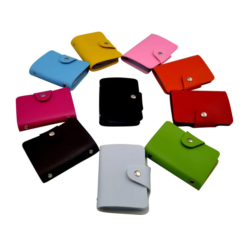 

Fashion PU Leather Function 24 Bits Card Case Business Card Holder Men Women ID Passport Card Wallet Bag, 10 colours for choose