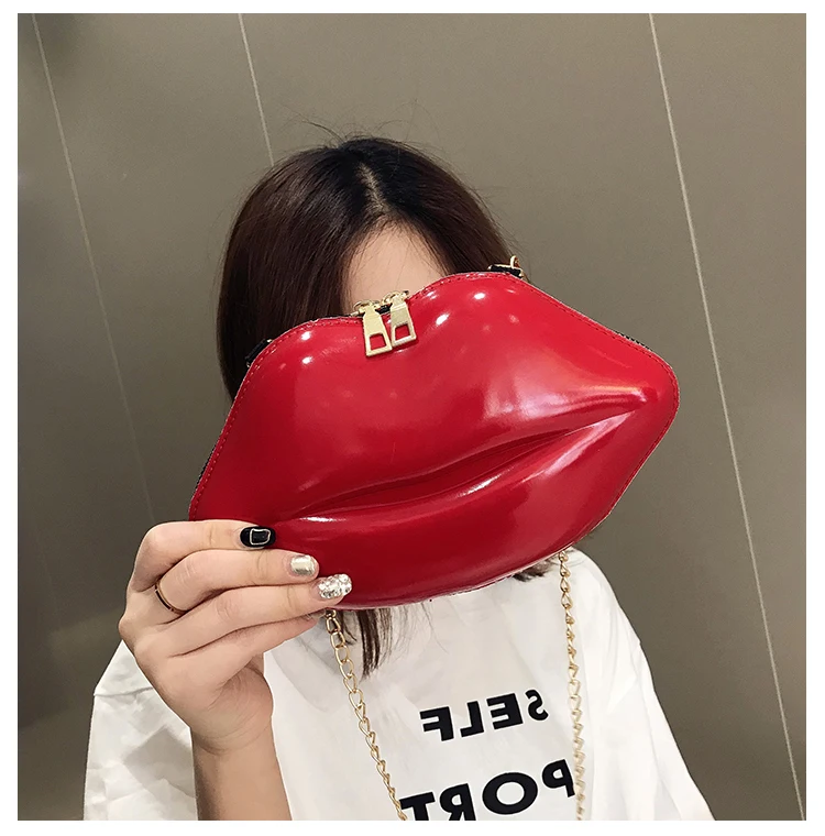 

Custom Mini Multi Color White Red Lips Purses Handbags for Women