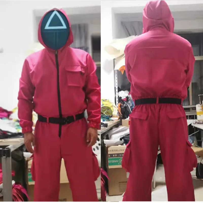 

halloween costumes Same paragraph red Jumpsuits squid game costumeKorean TV series squid game cosplay clothes