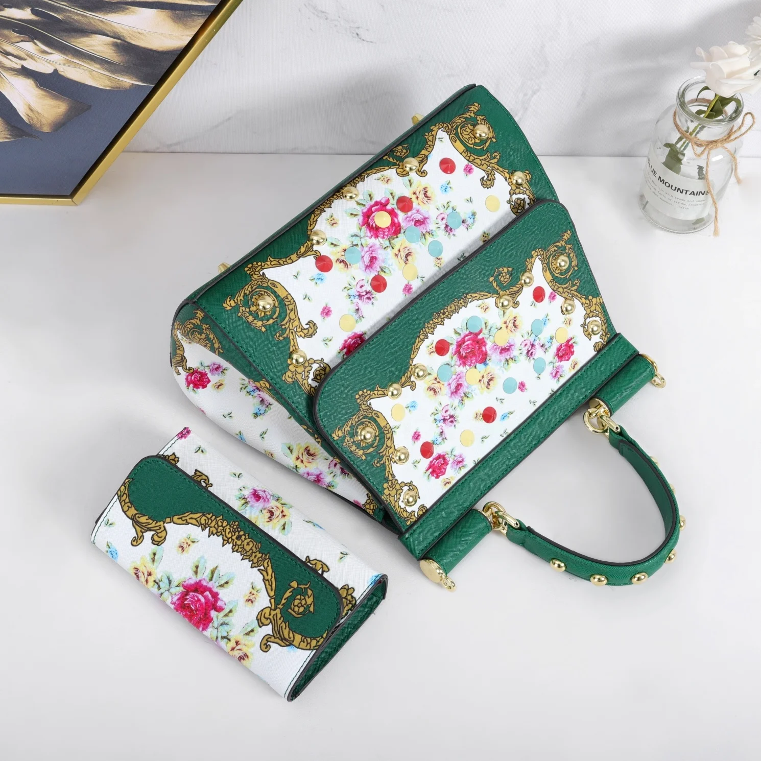 

2022 top selling luxury women's handbag for set printing ladies bags colorful chicken tracks female bags factory direct sales