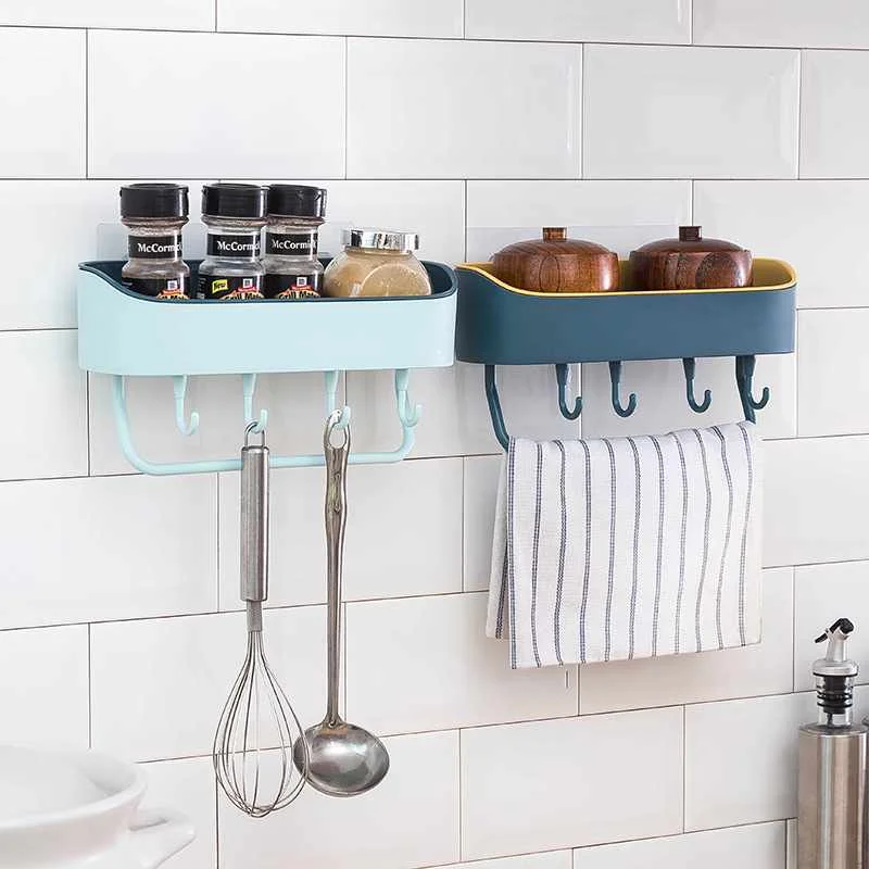 

European Style Simple Non-punching Bathroom Wall Hanging Rack Toilet Kitchen Multi-function Storage Rack, Dark blue, light blue, beige, pink