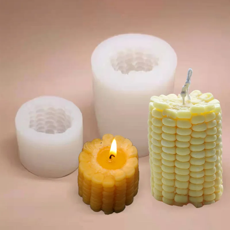 

LOVE'N LV474Y DIY creative idea 3D half section sweet corn cake mould Emulational corn aromatherapy molds for candles silicone, White