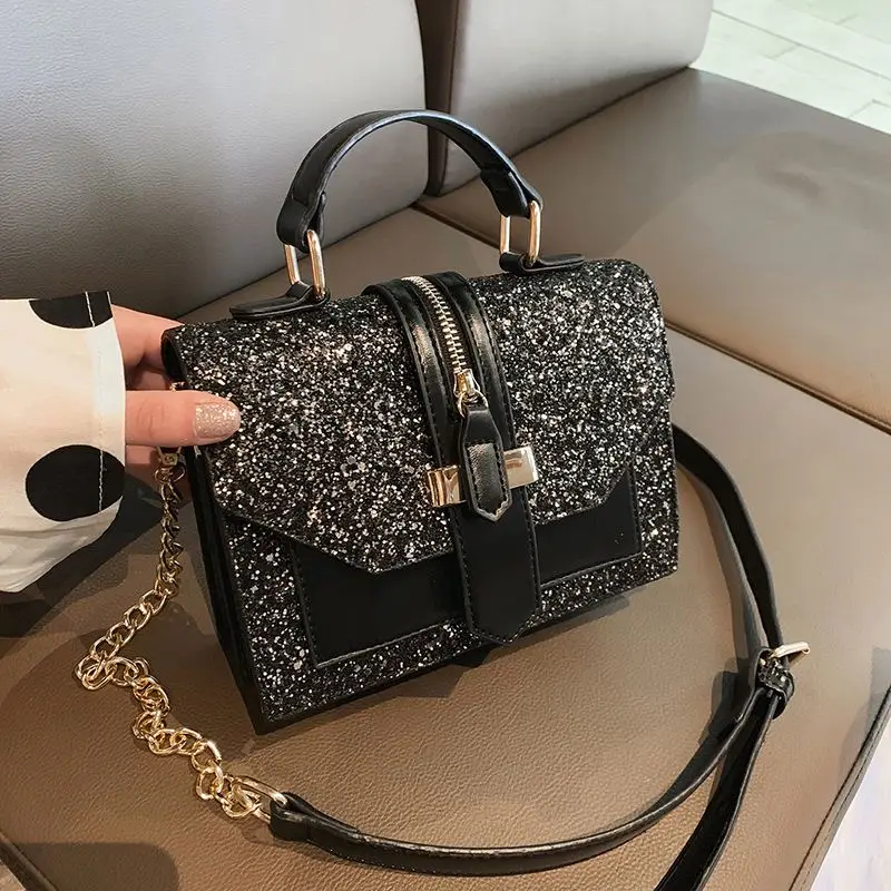 

Latest Sequin 2020 Fashion Glitter Lady Purse Bag Shoulder Zipper Flap Chain Satchel Vintage Women Handbag