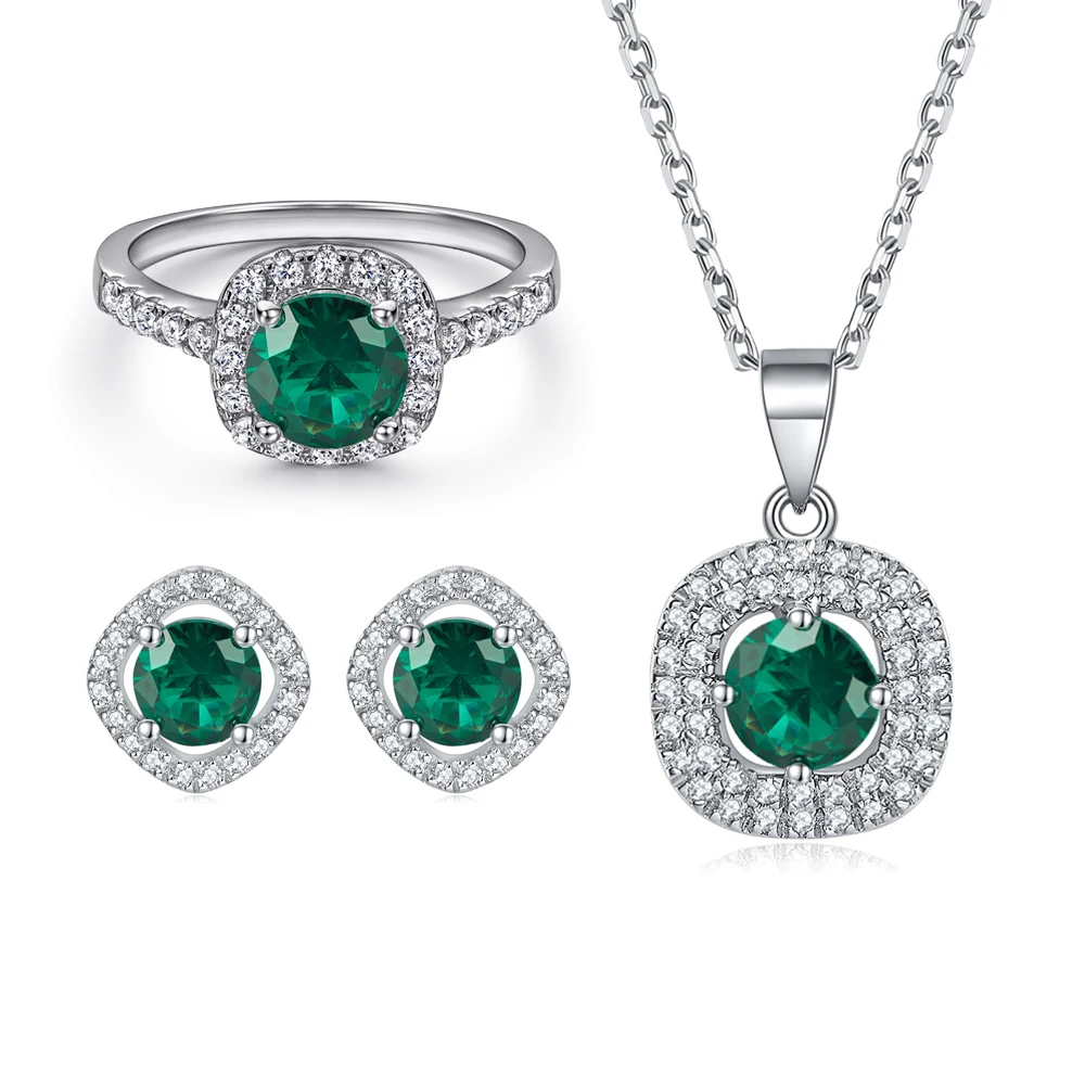 

Jewelry Sets Square Green Colored Zircon Sterling Silver Sets