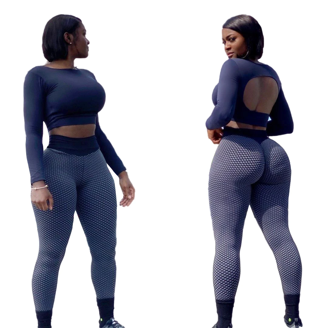 

YD-LD9072 sexy womans 2 piece clothing backless hollow out long sleeve winter two piece jogger set for women, As picture