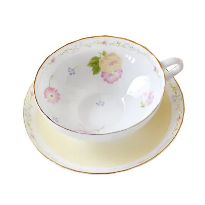 

European-style bone china coffee mug saucer with spoon hand-painted peony afternoon tea cup set, Picture