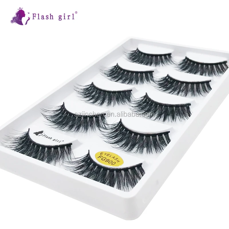 

Flash girl The newest FG series 5 styles 5 pairs handmade Faux mink hair lashes customization private label Eyelashes, Natural color