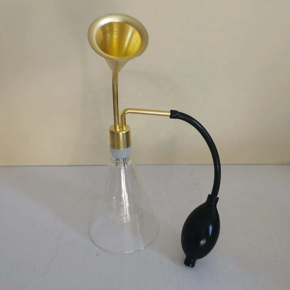 80ml Double Wall Clear Perfume Fragrance Smelling Bottle Essential Oil Coffee Glass Bottles Brass Perfume Smell Display Device