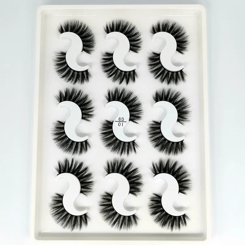 

Factory Supply Discount Price 9 Pair Mink Lashes, 6D Effect Fuax mink fur Stable Curl Natural Long Handmade Faux Mink Eyelashes, Natural black