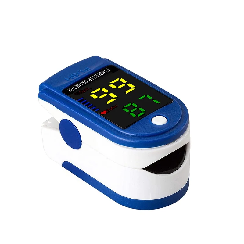 

Health medical equipment fingertip oximeter display digital portable mini finger clip type pulse oximeter, White and blue