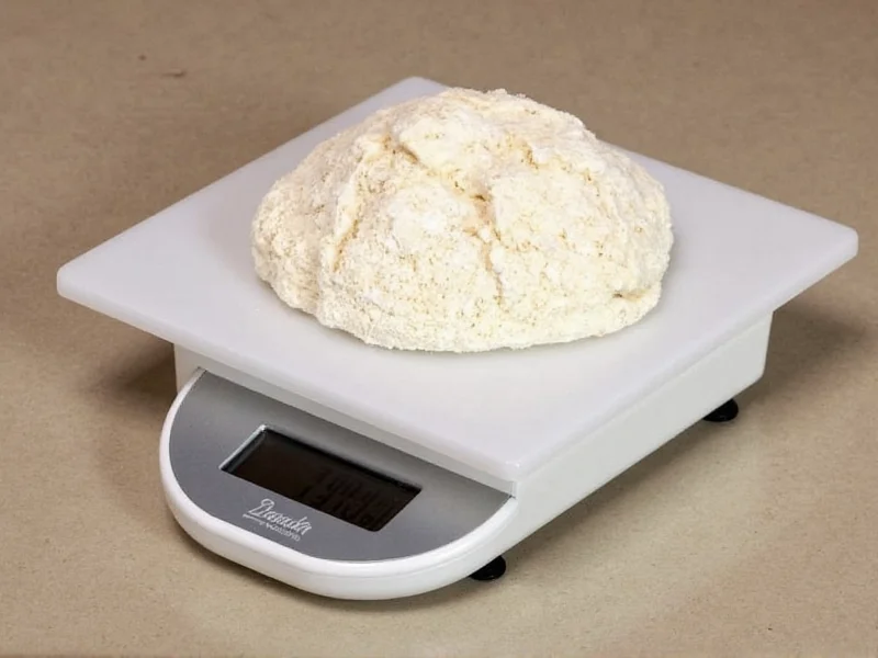 Digital scale measuring flour for artisan bread