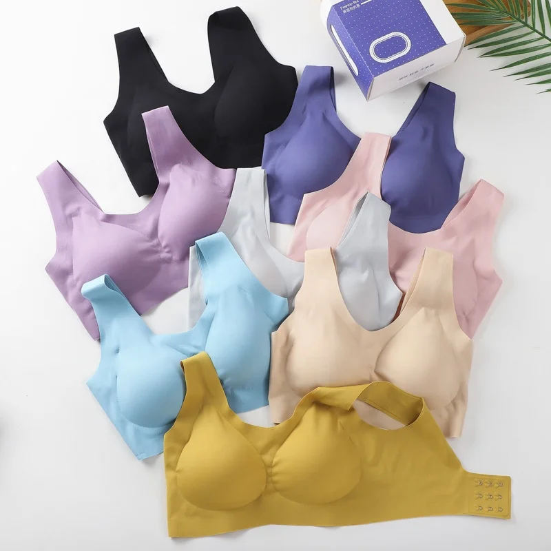 

2.0 Latex Breathable Thin Seamless Wireless Padded Women Bra, 8 colors