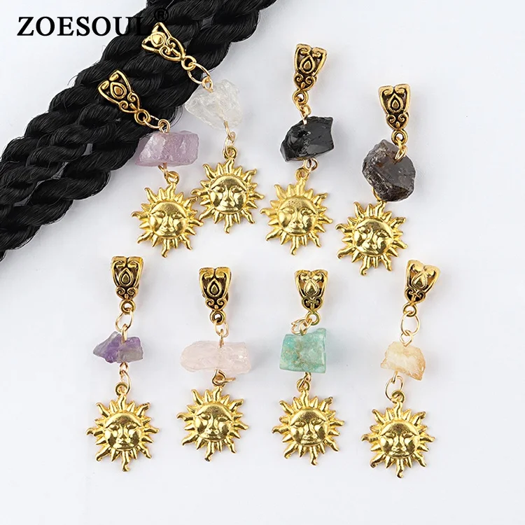 

Crystal Loc Jewelry 1PC Golden Sun Charm Hair Tube Bead Accessories For Dreadlocks, Gold