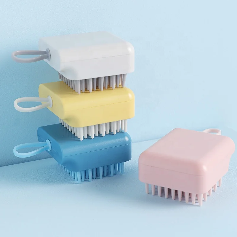 

Kimpets High Quality Soft Pet Grooming Brush Portable Gentle Dog Cat Shampoo Bath Brush Rubber Pet Massage Brush, Pink/blue/yellow/gray