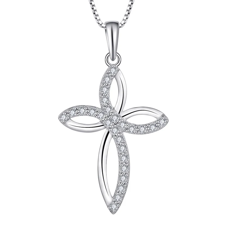 

Wholesale Fashion Jewelry 925 Silver infinite and cross Pendant Rhodium plated with White Cubic Zircon For Women