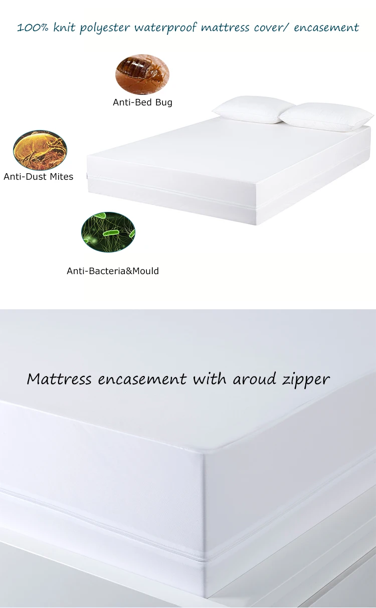 Zipper Type More Softer Absorbent Washable Bed Bug 100% Polyester Waterproof Mattress Encasement manufacture