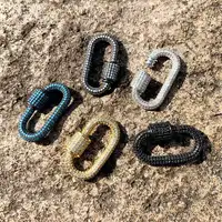 

Fashion Oval Screw Clasp U-shaped Charm CZ Micro Pave Carabiner for Necklace New Design Jewelry Accessories
