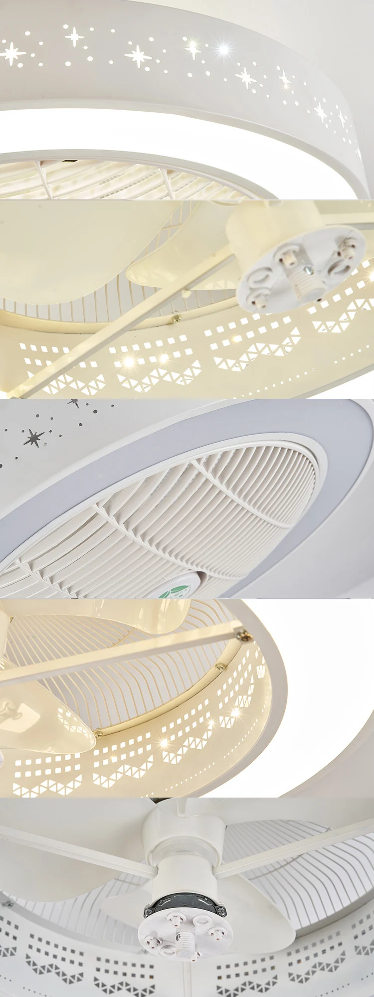 50/55/60cm diameter Star Light Super Silent Remote Control Bedroom LED Ceiling Light with Fan