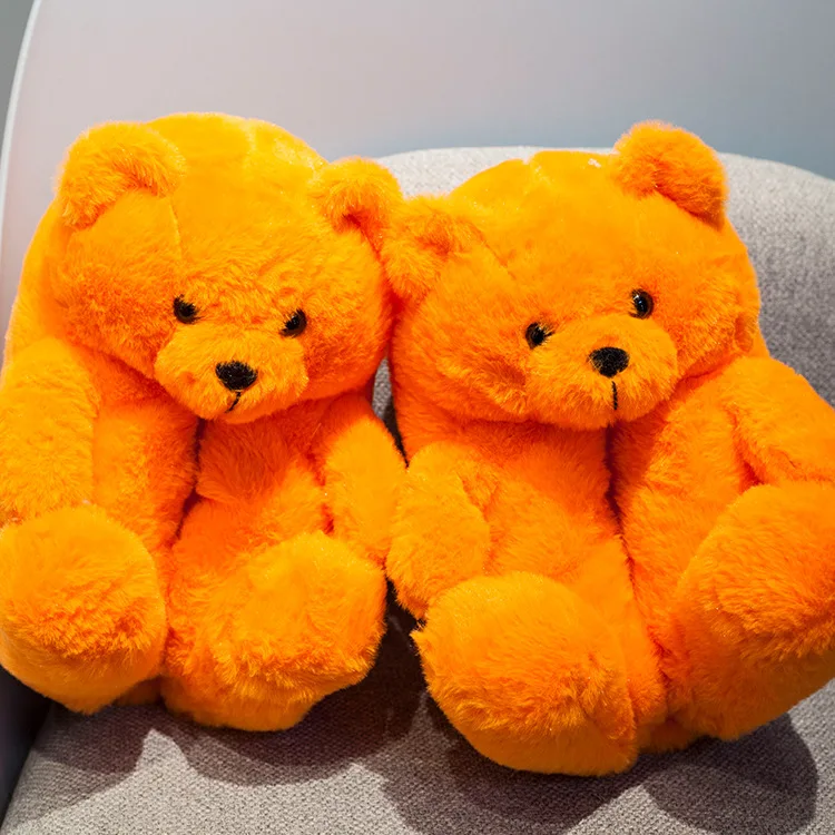 

Drop shipping cute teddy bear Slippers Lady shoes Indoor Women's House Slippers Plush In Stock Bear slippers, As pics