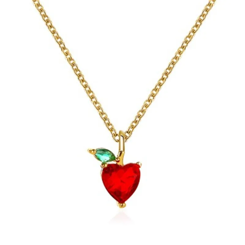 

NC-0176 2020 sweet crystal necklace small fresh fruit necklace grape apple pendant gold clavicle chain necklace