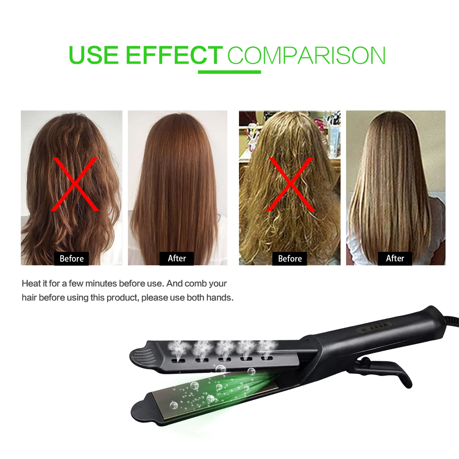 Professional Ceramic Hair Straightening Machine For Lcd Flat Ion Iron