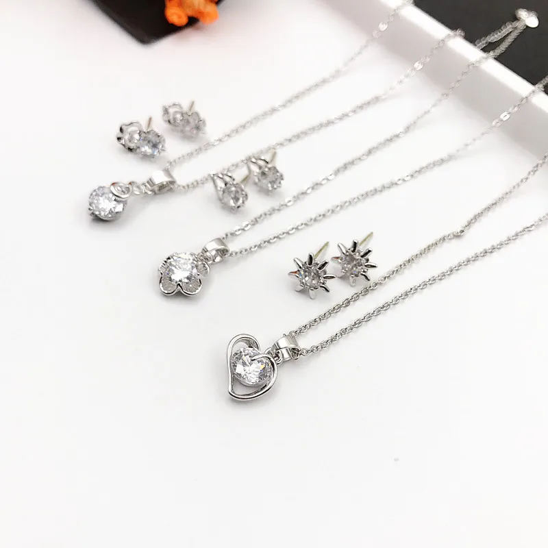 

PUSHI Factory direct sale studs earring for women jewelry lot mixed earrings zircon jewelry necklace earring set