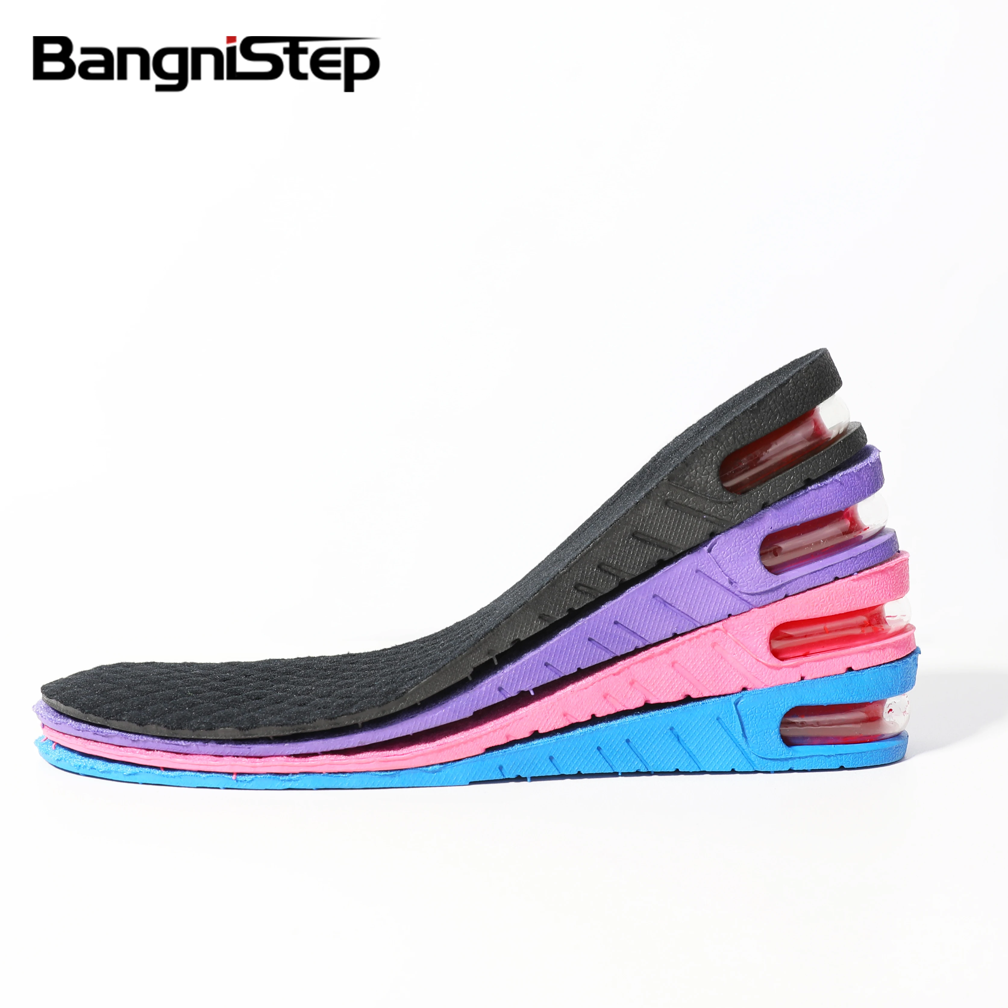 

Bangnistep Height Boosting Insoles Elevator Lifts Insole Cushion Insert Height Increase Insoles, Black purple pink blue
