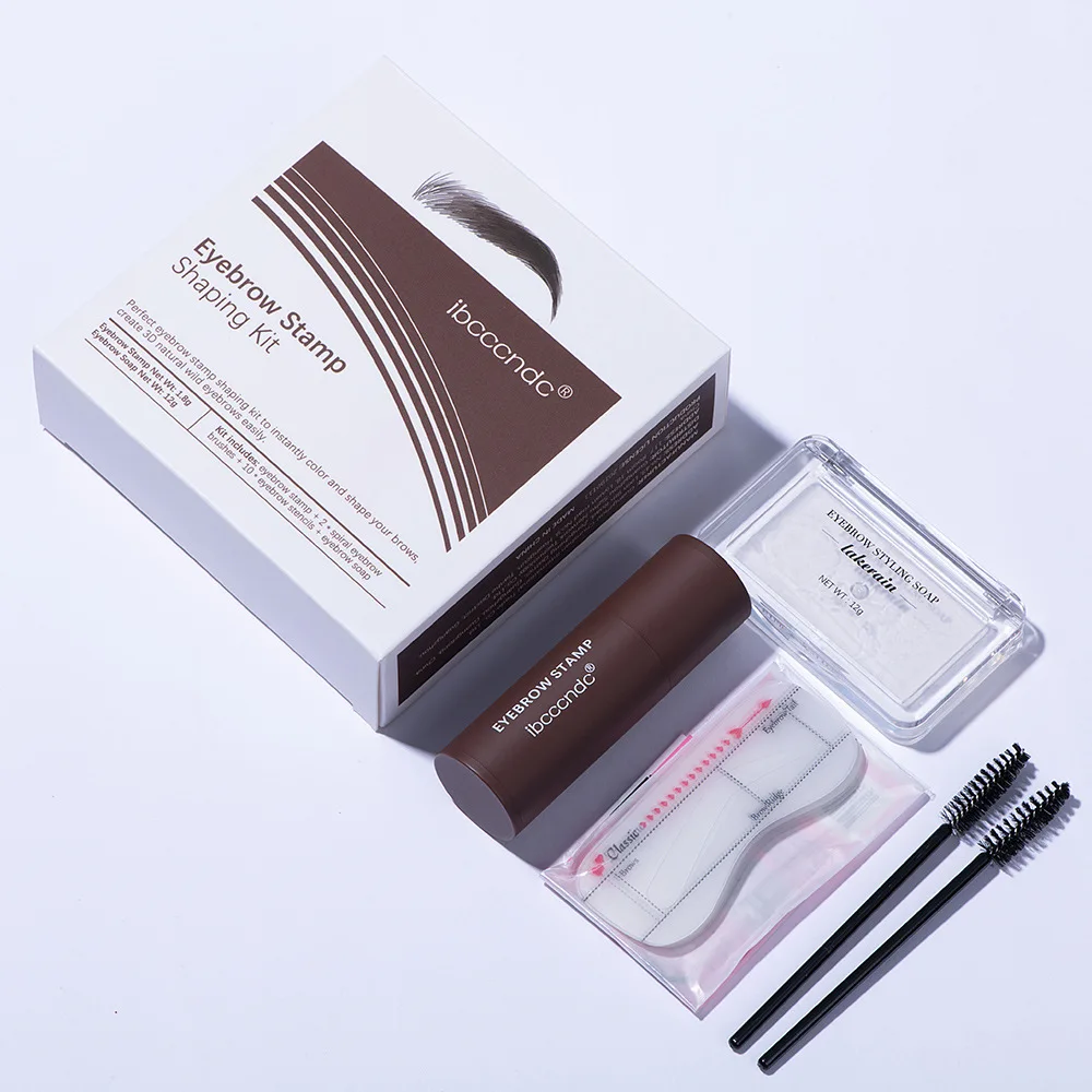 

One Step Eyebrow Stamp Shaping Kit 10 design Eyebrow Stencil Shaping Makeup Kit Eye Brow Gel Stamp Perfect Eyebrow in Seconds, Multi-colors