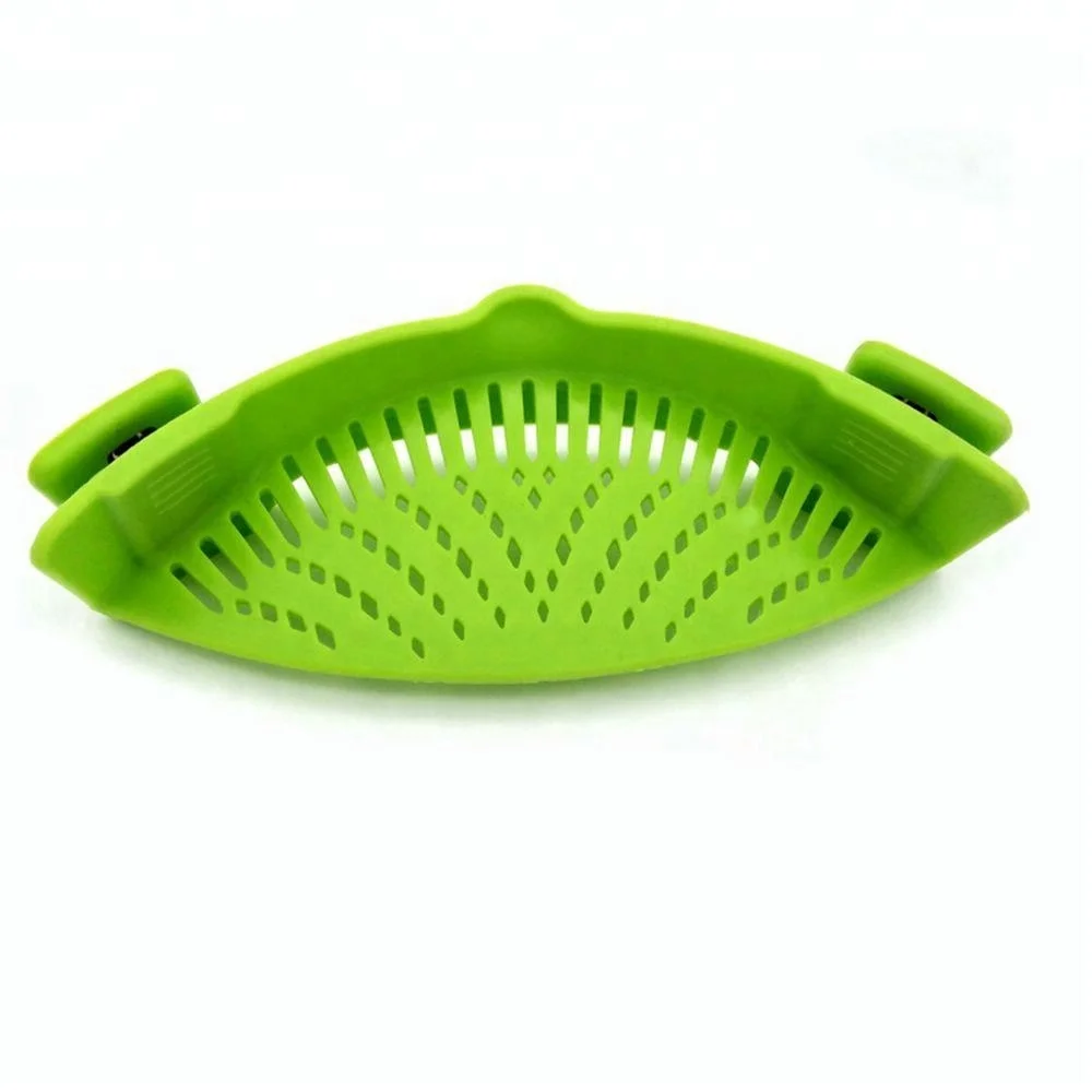 

Silicone Clip-on Strainer, Green - Filter Safe Colander And Drainer Kitchen Tools