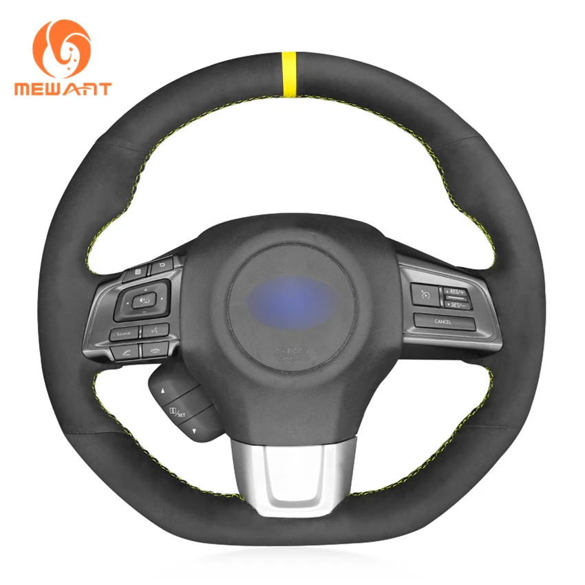 

Hand Sewing Black Suede Steering Wheel Cover for Subaru WRX STI Levorg 2015 2016 2017 2018 2019