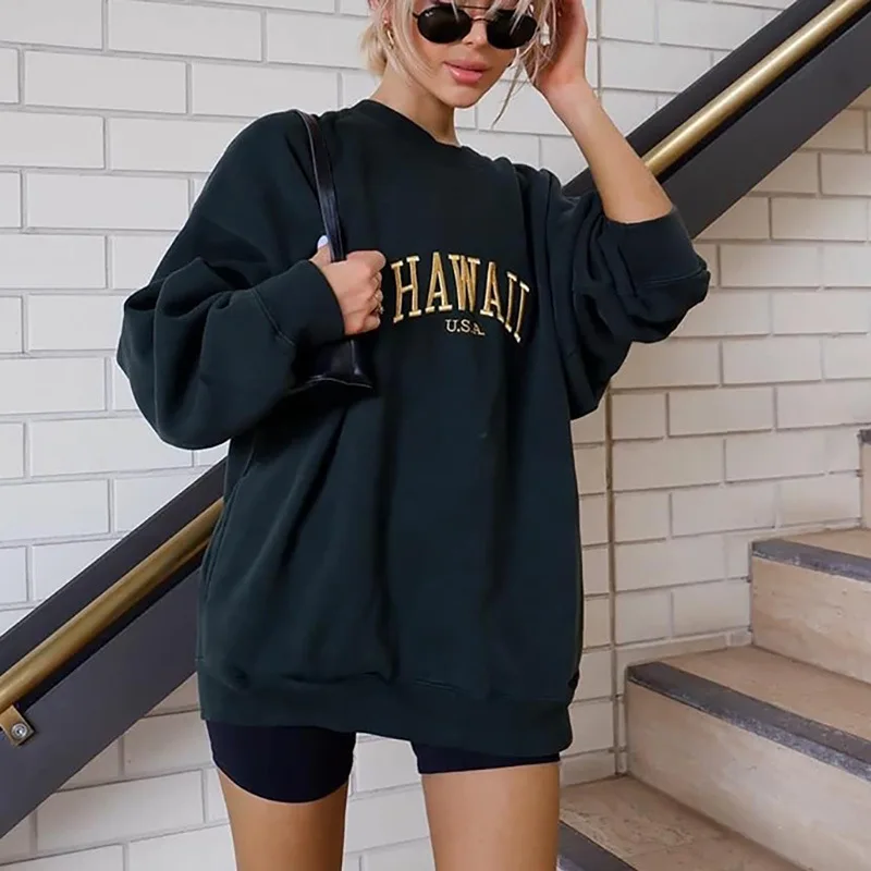 

Factory Price Fashion Streetwear Boyfriend Women Clothing Ladies Letter Printed Girls Casual Sweatshirt Without Hood