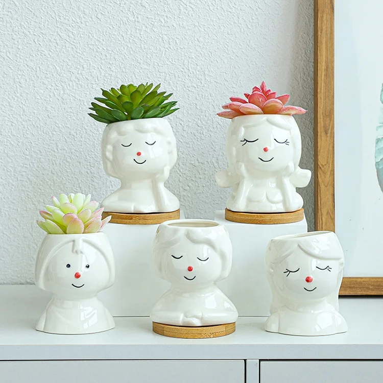 

Wholesale Cute White Ceramic Succulent Animal Planter for Indoor Decoration