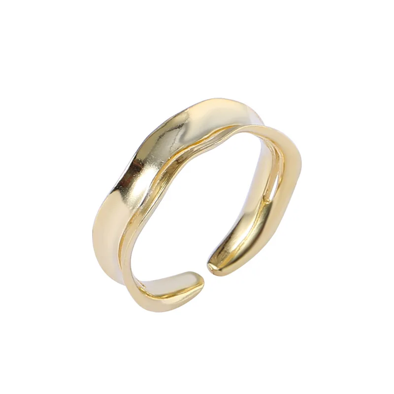 

Daidan Rings Trendy Adjustable Gold 18K Gold Plated Wave 925 Silver Jewelry Rings