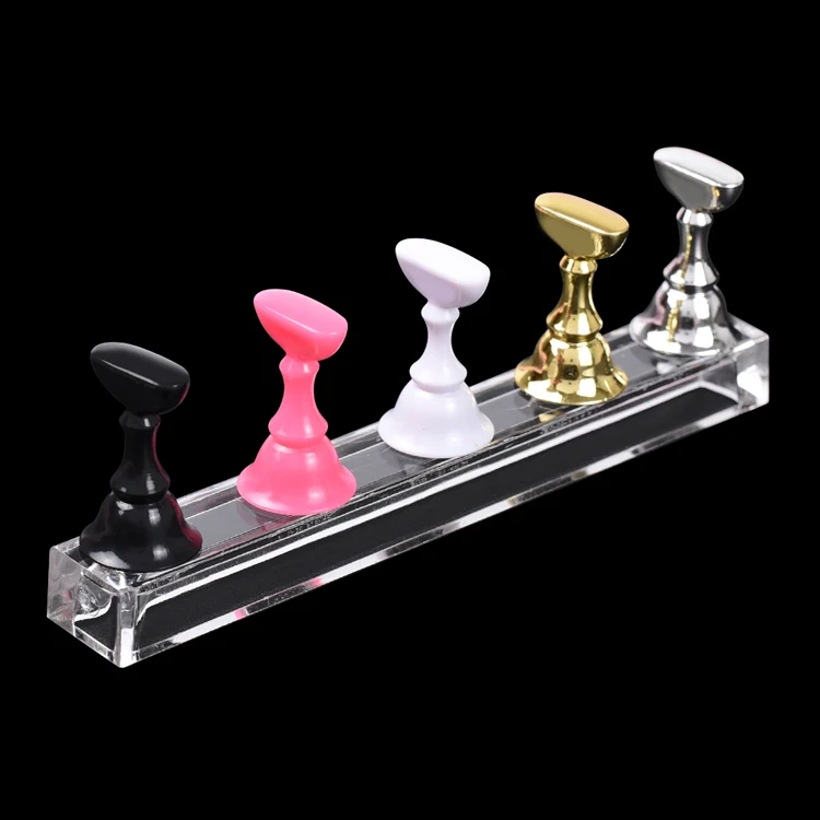 

5 colors fashion nail practice fake nail tips stand holder nail art magnetic tips display holder