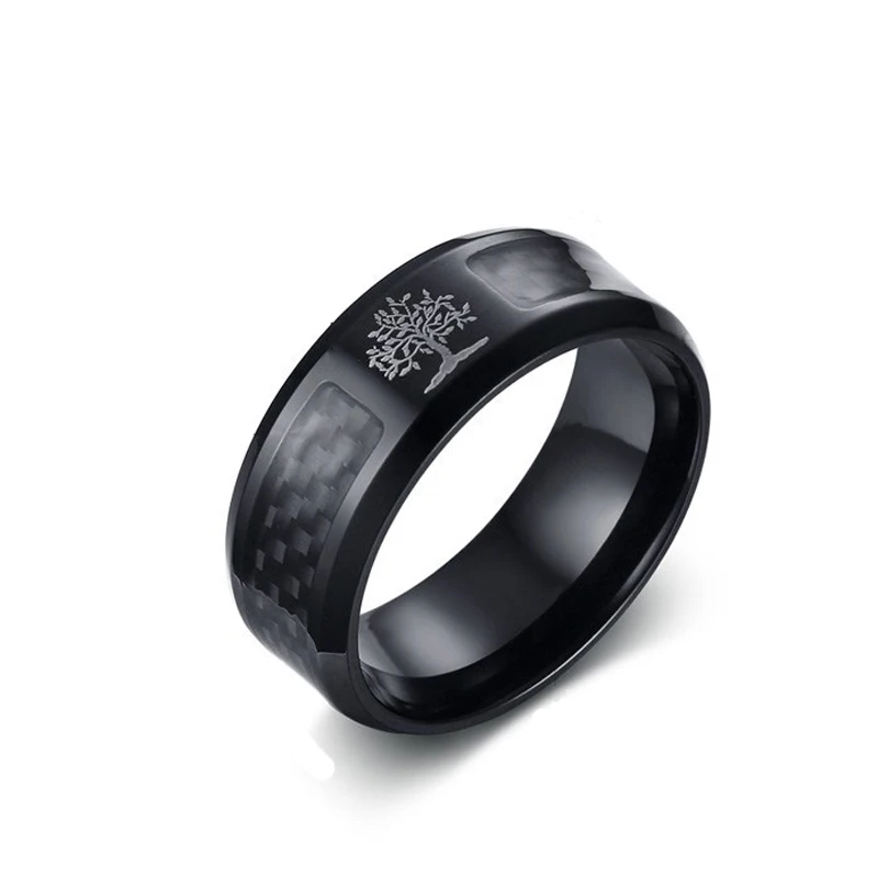 

tree of life ring Ruigang 2021 Wholesale Personalized Tree of Life Black Stainless Steel Ring For Men