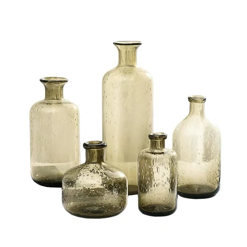 

Diyue Housewares DIY102811 Stock Wholesale Home Hotel Table Decoration Gifts Hot Sell Ins Simple Retro Glass Bottle Flower Vase, Smoke gray