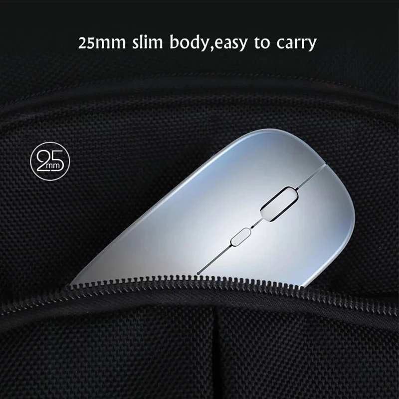 Thin Slim 2.4G Optical Computer Mouse 1600 DPI Adjustable RGB Gaming Mouse Rechargeable Wireless Mouse