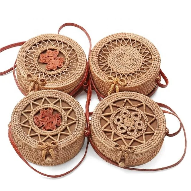 

Wholesale cheap clutch hand-made traveling beach shopping woven mesh sunflower handbag rattan hand bags