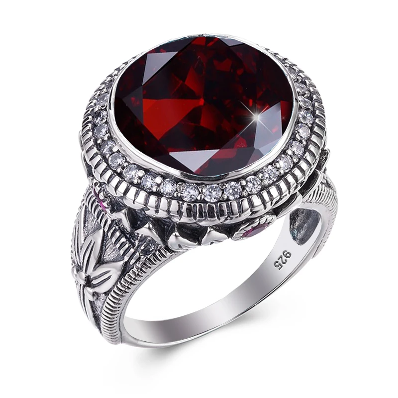 

Vintage Goth Garnet Saudi Arabia Wholesale Mens Big Ring Gemstone Islamic Jewelry Turkish Rings men jewelry vintage
